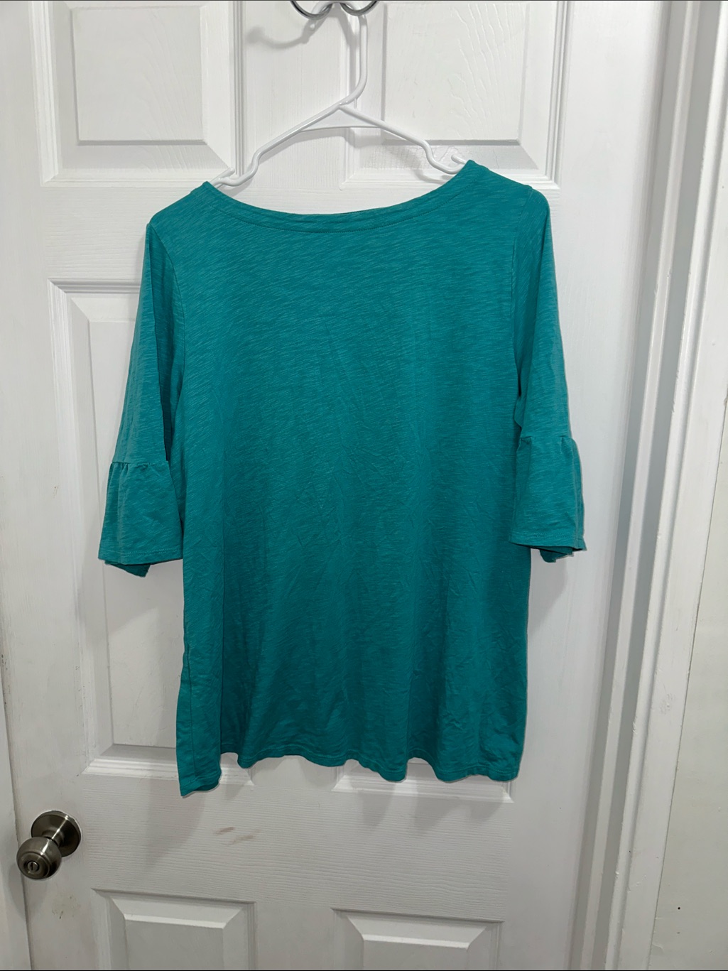 J. Jill Teal Elbow-Sleeve Boatneck Boho Tee